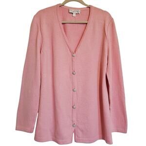 Vintage St. John Evening Wool Cardigan Sweater Womens XL Light Pink